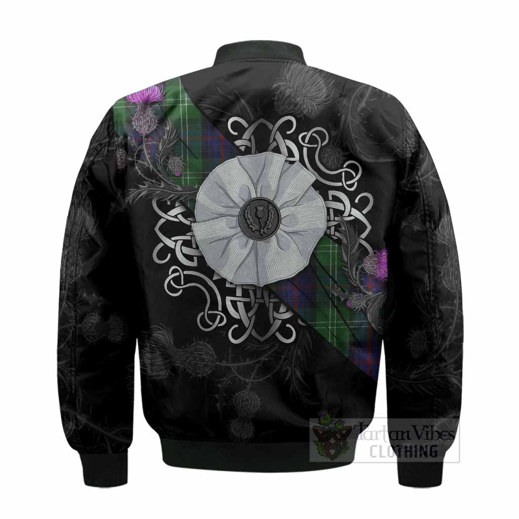 Sutherland Tartan Bomber Jacket Jacobite White Rose - Tartan Vibes Clothing
