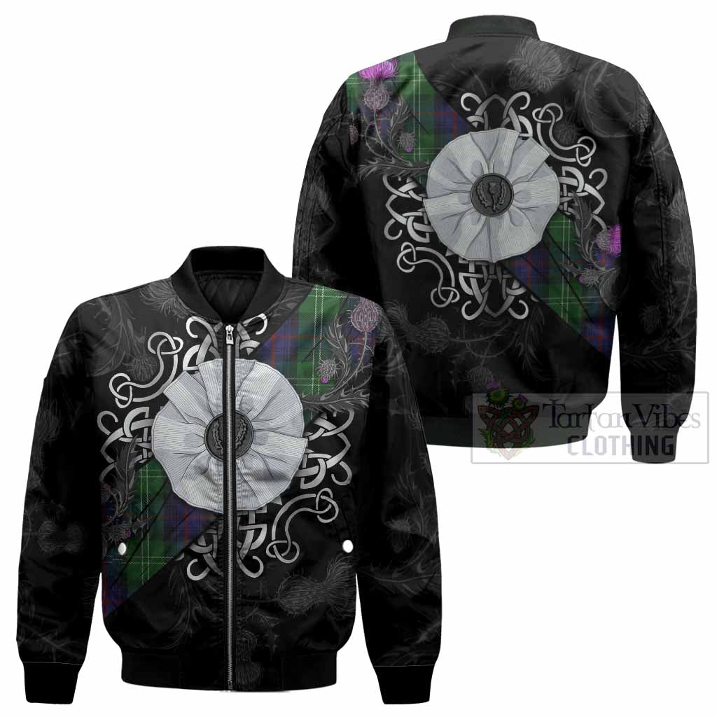 Sutherland Tartan Bomber Jacket Jacobite White Rose - Tartan Vibes Clothing