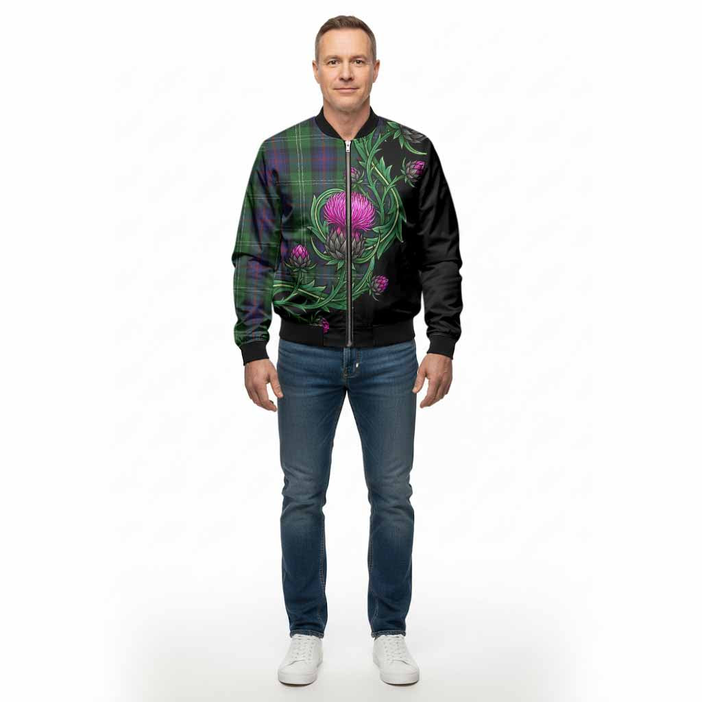 Sutherland Tartan Bomber Jacket Resilient Scottish Thistle - Tartan Vibes Clothing