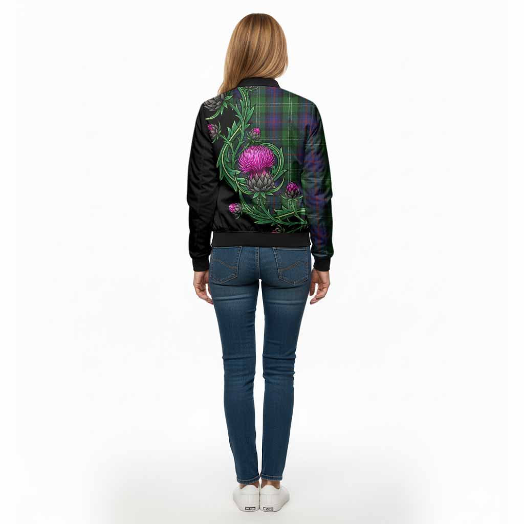 Sutherland Tartan Bomber Jacket Resilient Scottish Thistle - Tartan Vibes Clothing
