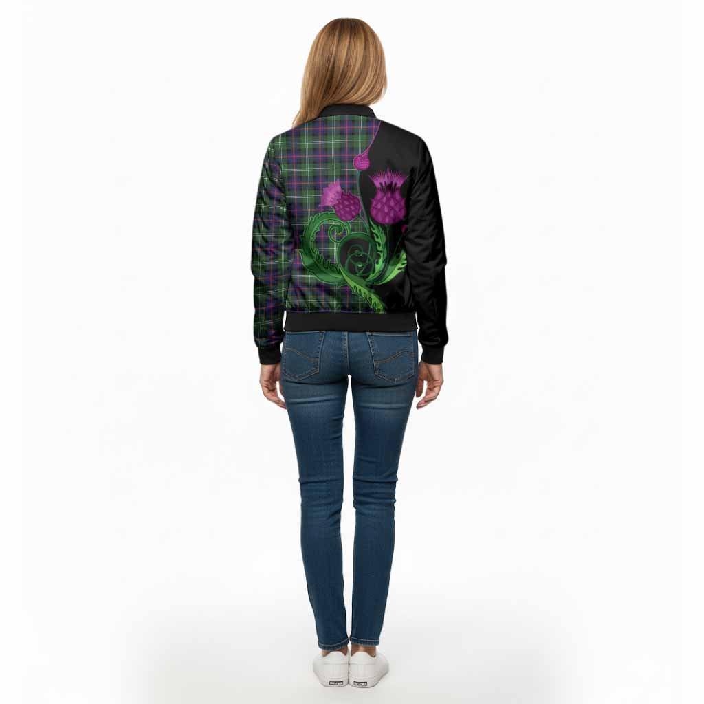 Sutherland Tartan Bomber Jacket Traditional Scottish Thistle - Tartan Vibes Clothing