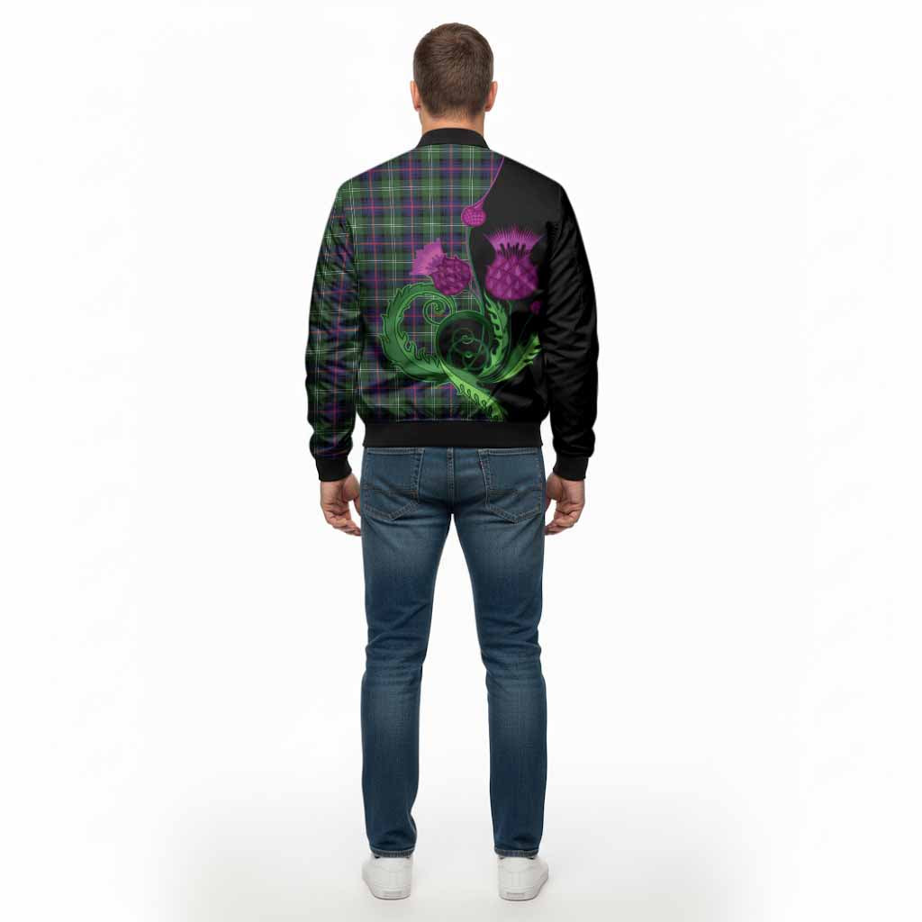 Sutherland Tartan Bomber Jacket Traditional Scottish Thistle - Tartan Vibes Clothing