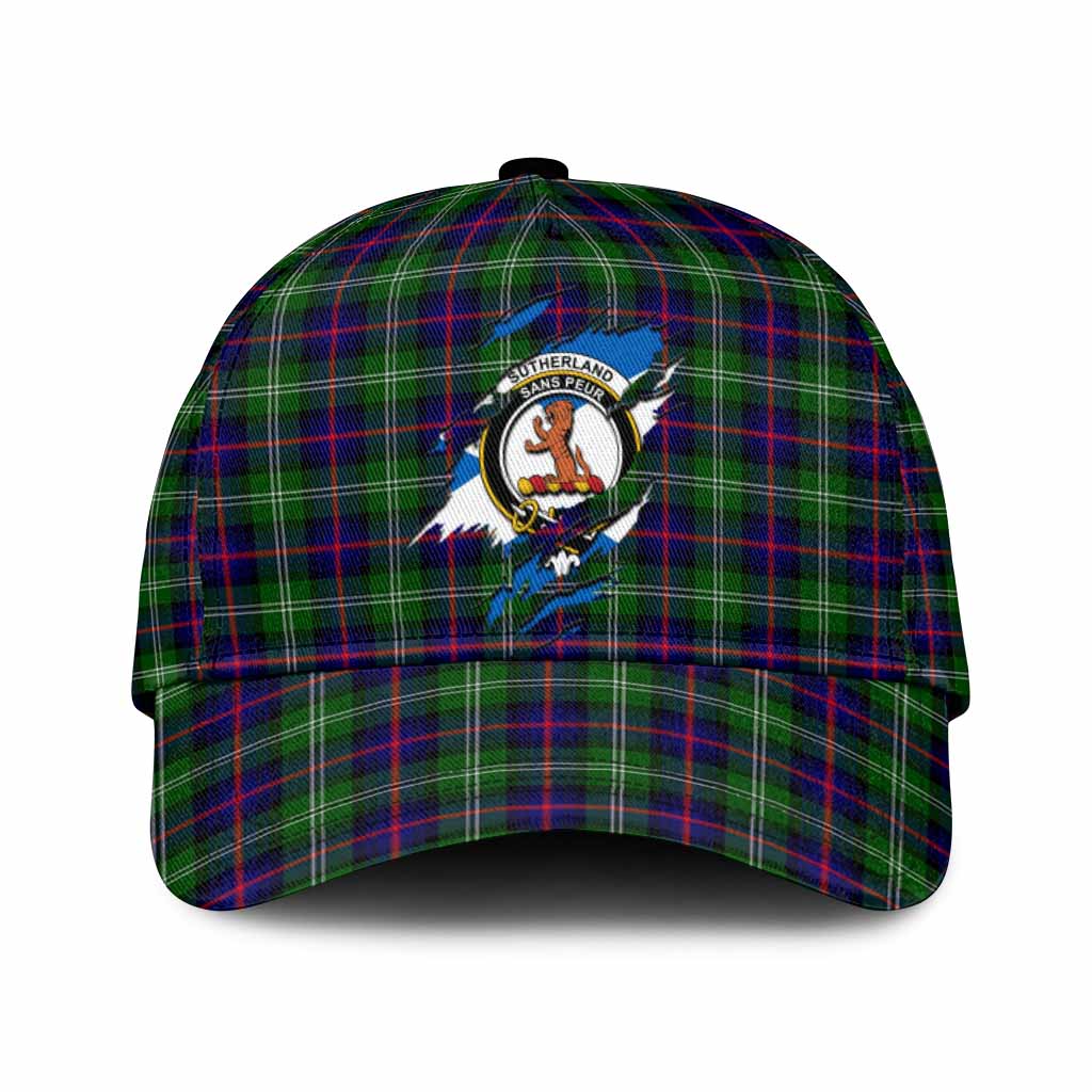 Sutherland Tartan Classic Cap with Family Crest In Me Style