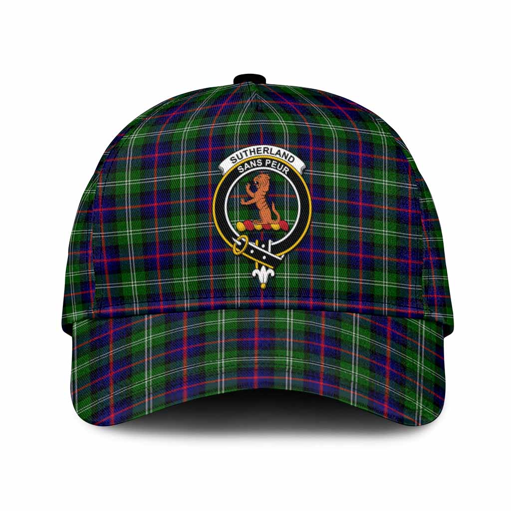 Sutherland Tartan Classic Cap with Family Crest