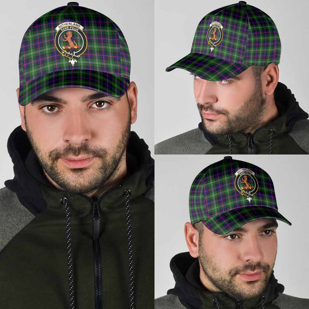 Sutherland Tartan Classic Cap with Family Crest