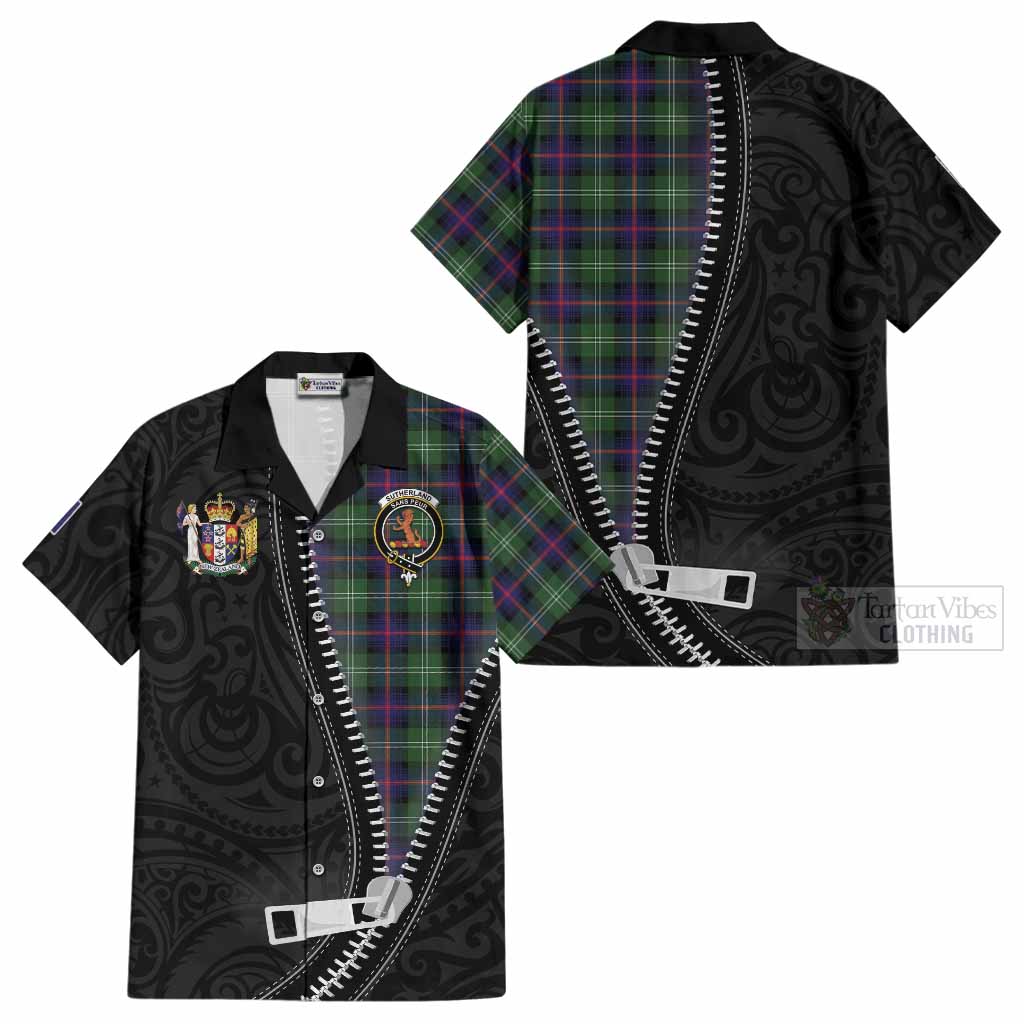 Sutherland Tartan Cotton Hawaiian Shirt New Zealand Pattern Unique Zipper Stylized