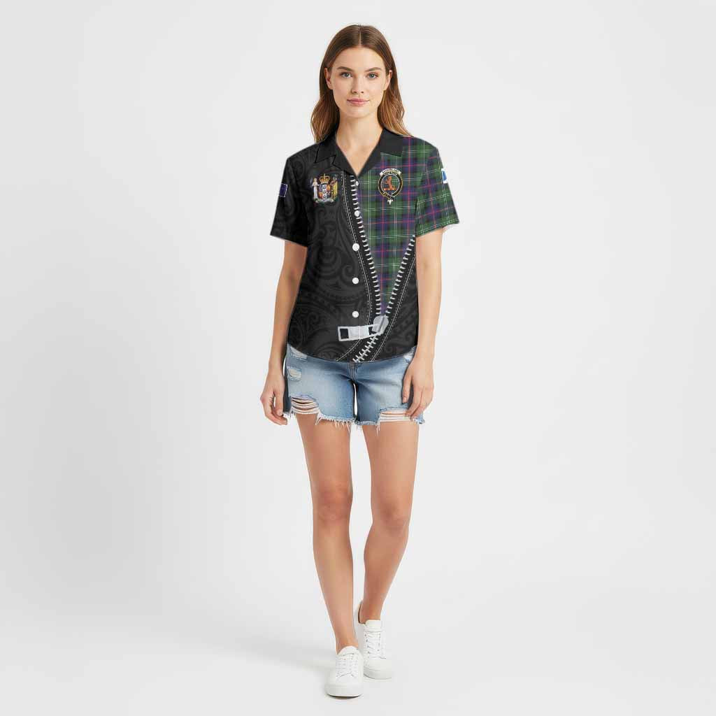 Sutherland Tartan Cotton Hawaiian Shirt New Zealand Pattern Unique Zipper Stylized