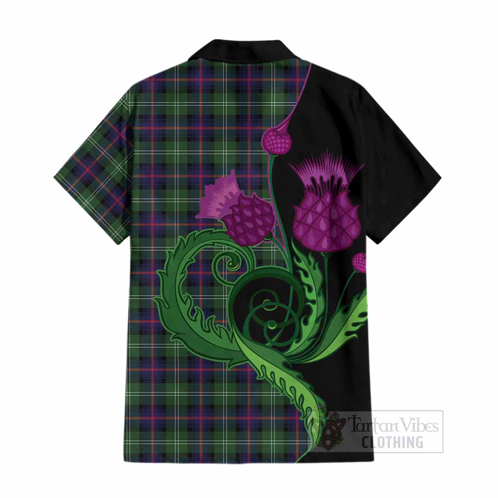 Sutherland Tartan Cotton Hawaiian Shirt Traditional Scottish Thistle