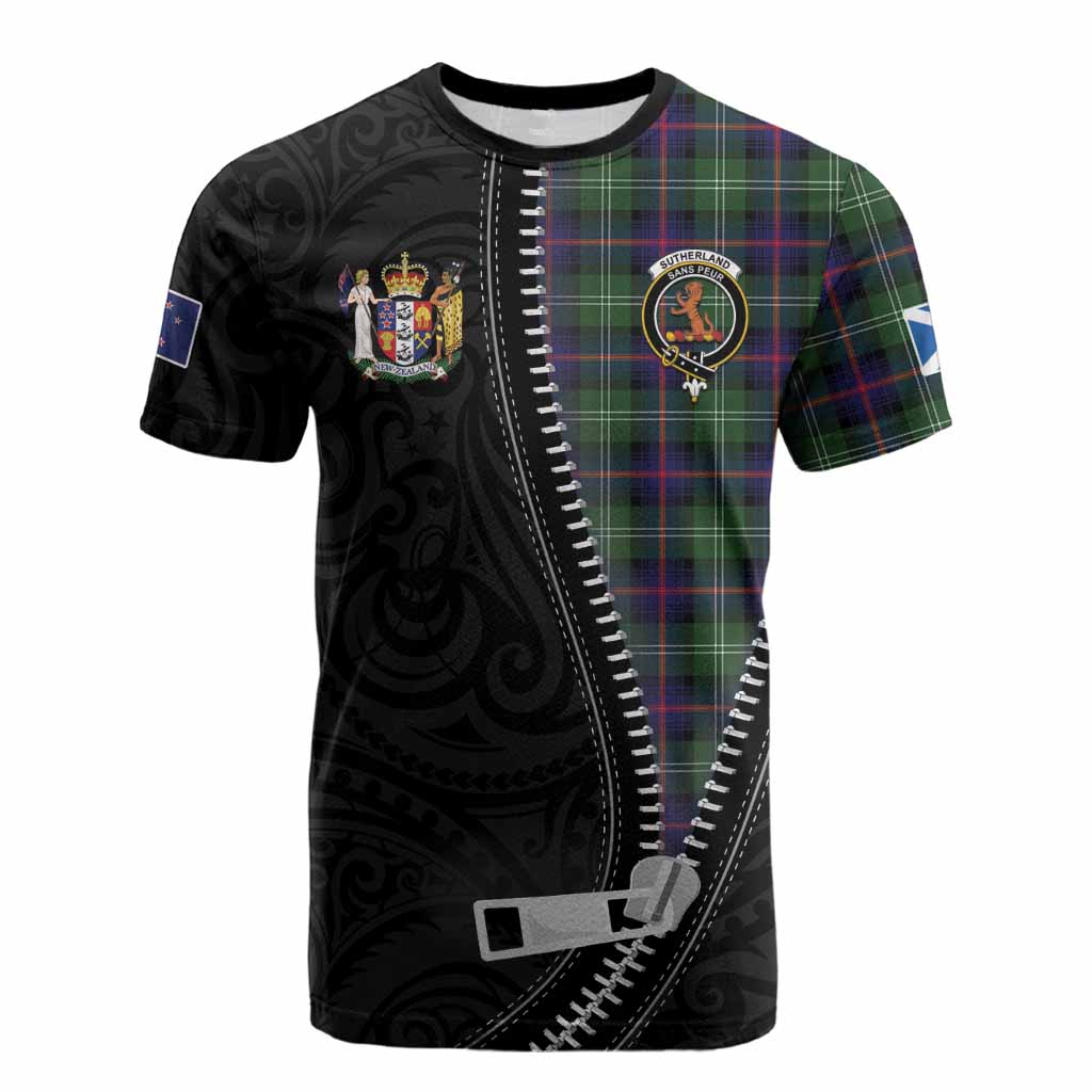 Sutherland Tartan Cotton T-shirt New Zealand Pattern Unique Zipper Stylized