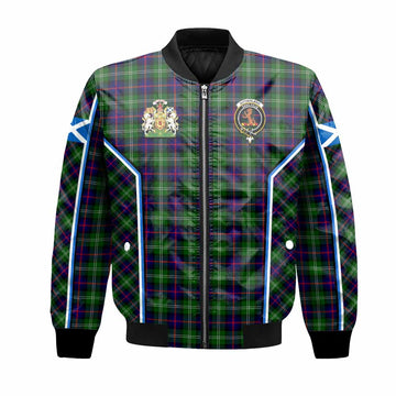 Sutherland Tartan Crest Bomber Jacket Scotland Coat of Arm Flag Style