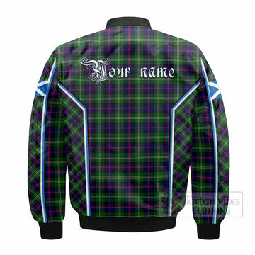 Sutherland Tartan Crest Bomber Jacket Scotland Coat of Arm Flag Style