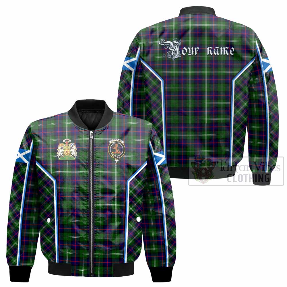 Sutherland Tartan Crest Bomber Jacket Scotland Coat of Arm Flag Style - Tartan Vibes Clothing