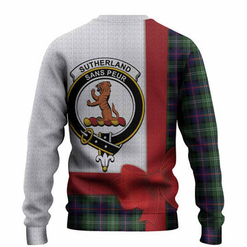 Sutherland Tartan Crest Christmas Christmas Ugly Sweater Highland Cow Bagpipes Coquette Bow Style