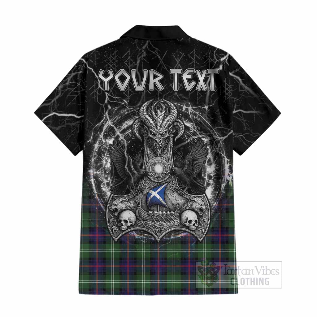 Sutherland Tartan Crest Cotton Hawaiian Shirt Celtic Odin's Raven Legacy