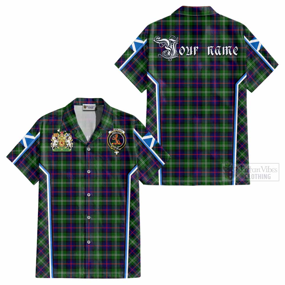 Sutherland Tartan Crest Cotton Hawaiian Shirt Scotland Coat of Arm Flag Style - Tartan Vibes Clothing