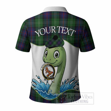 Sutherland Tartan Crest Cute Nessie Polo Shirt Scottish Loch Ness Monster