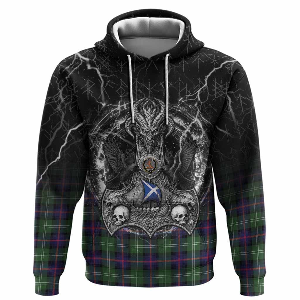 Sutherland Tartan Crest Hoodie Celtic Odin's Raven Legacy