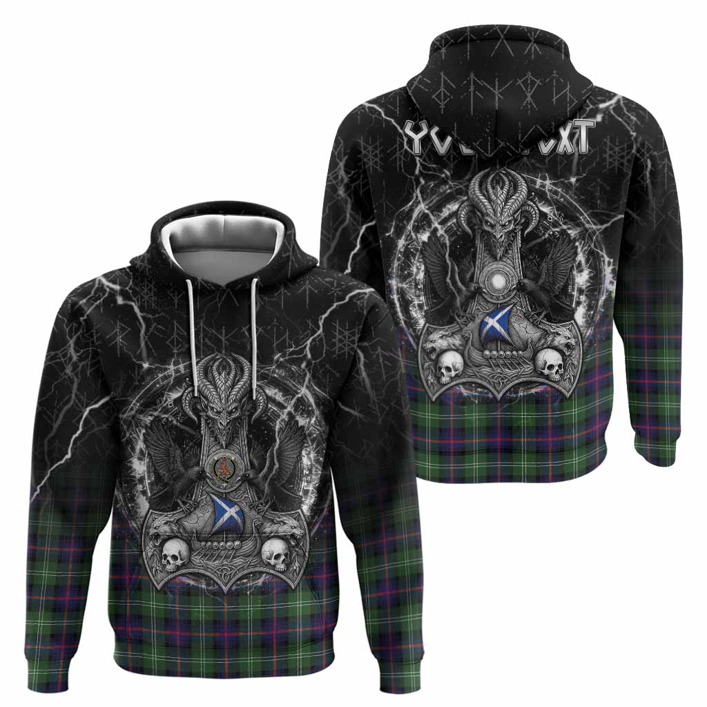 Sutherland Tartan Crest Hoodie Celtic Odin's Raven Legacy