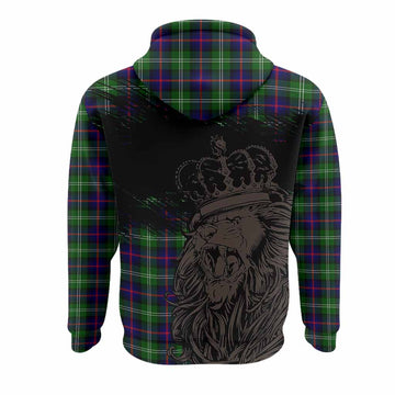 Sutherland Tartan Crest Hoodie Crowned Lion Heritage Style