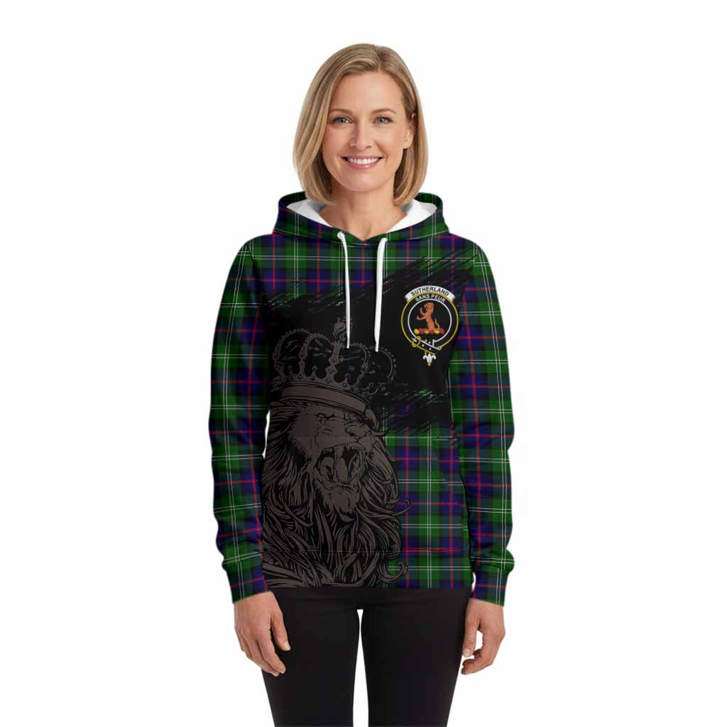 Sutherland Tartan Crest Hoodie Crowned Lion Heritage Style