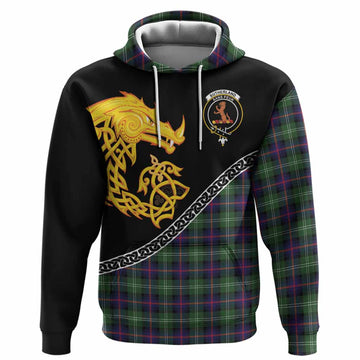 Sutherland Tartan Crest Hoodie Legendary Dragon Knot Half Style
