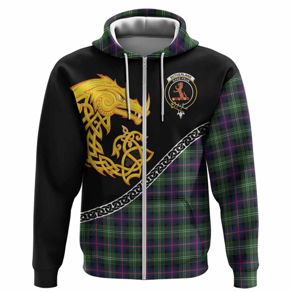 Sutherland Tartan Crest Hoodie Legendary Dragon Knot Half Style