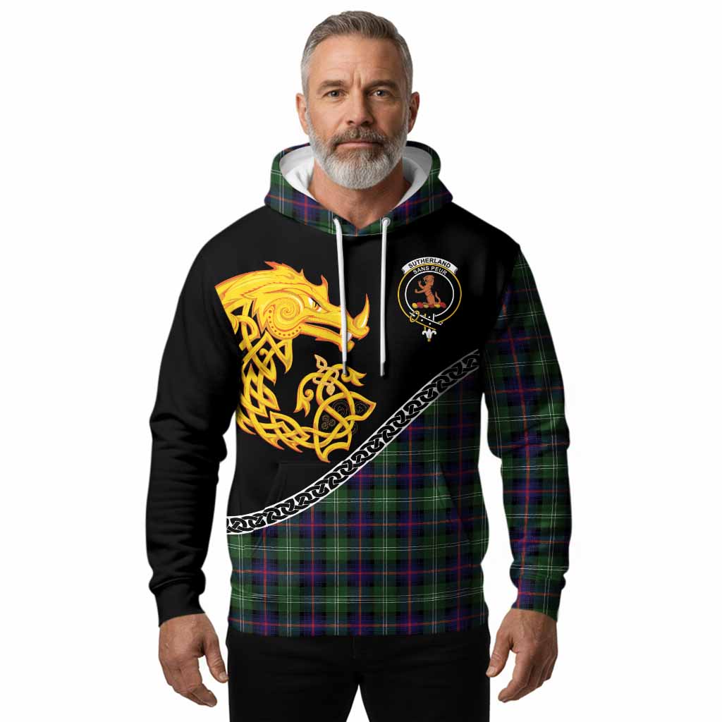 Sutherland Tartan Crest Hoodie Legendary Dragon Knot Half Style