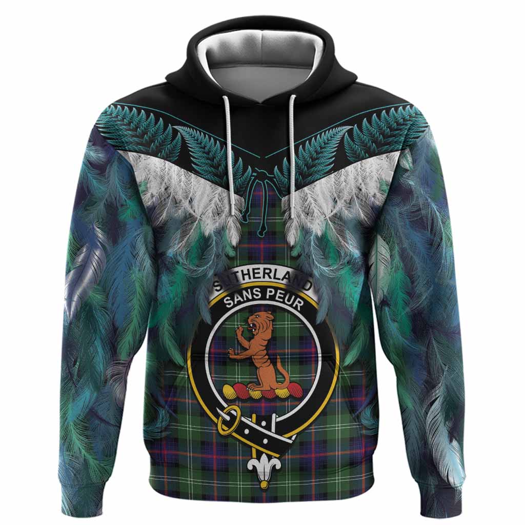 Sutherland Tartan Crest Hoodie New Zealand Maori Korowai Cloak
