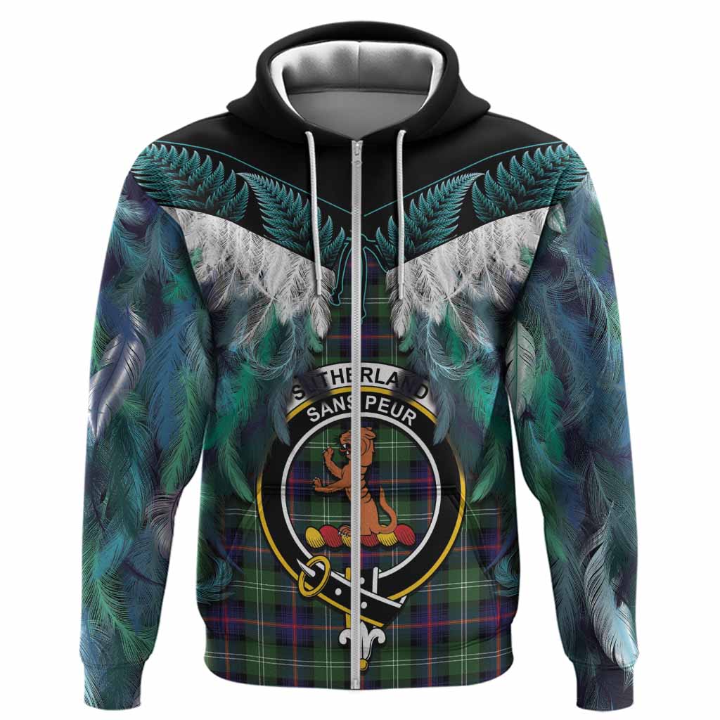 Sutherland Tartan Crest Hoodie New Zealand Maori Korowai Cloak