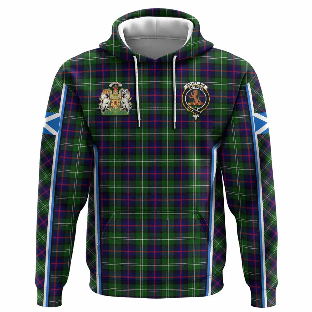 Sutherland Tartan Crest Hoodie Scotland Coat of Arm Flag Style - Tartan Vibes Clothing