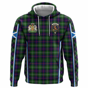 Sutherland Tartan Crest Hoodie Scotland Coat of Arm Flag Style