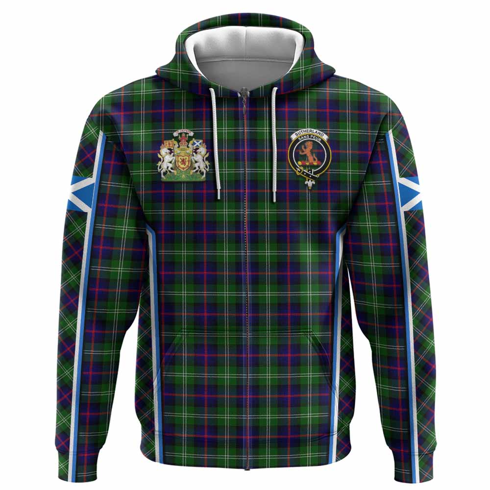 Sutherland Tartan Crest Hoodie Scotland Coat of Arm Flag Style - Tartan Vibes Clothing