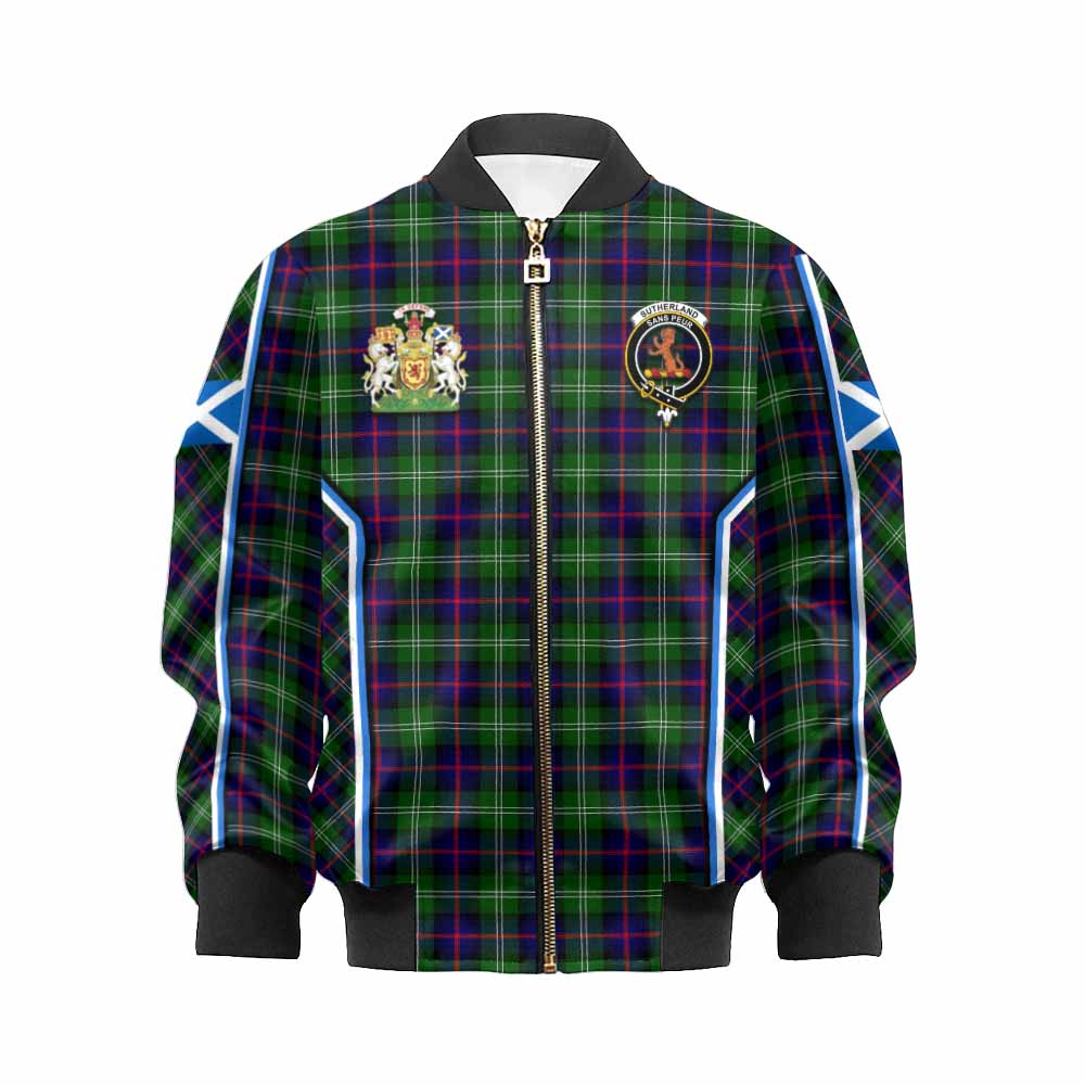 Sutherland Tartan Crest Kid Bomber Jacket Scotland Coat of Arm Flag Style - Tartan Vibes Clothing