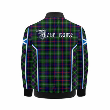 Sutherland Tartan Crest Kid Bomber Jacket Scotland Coat of Arm Flag Style