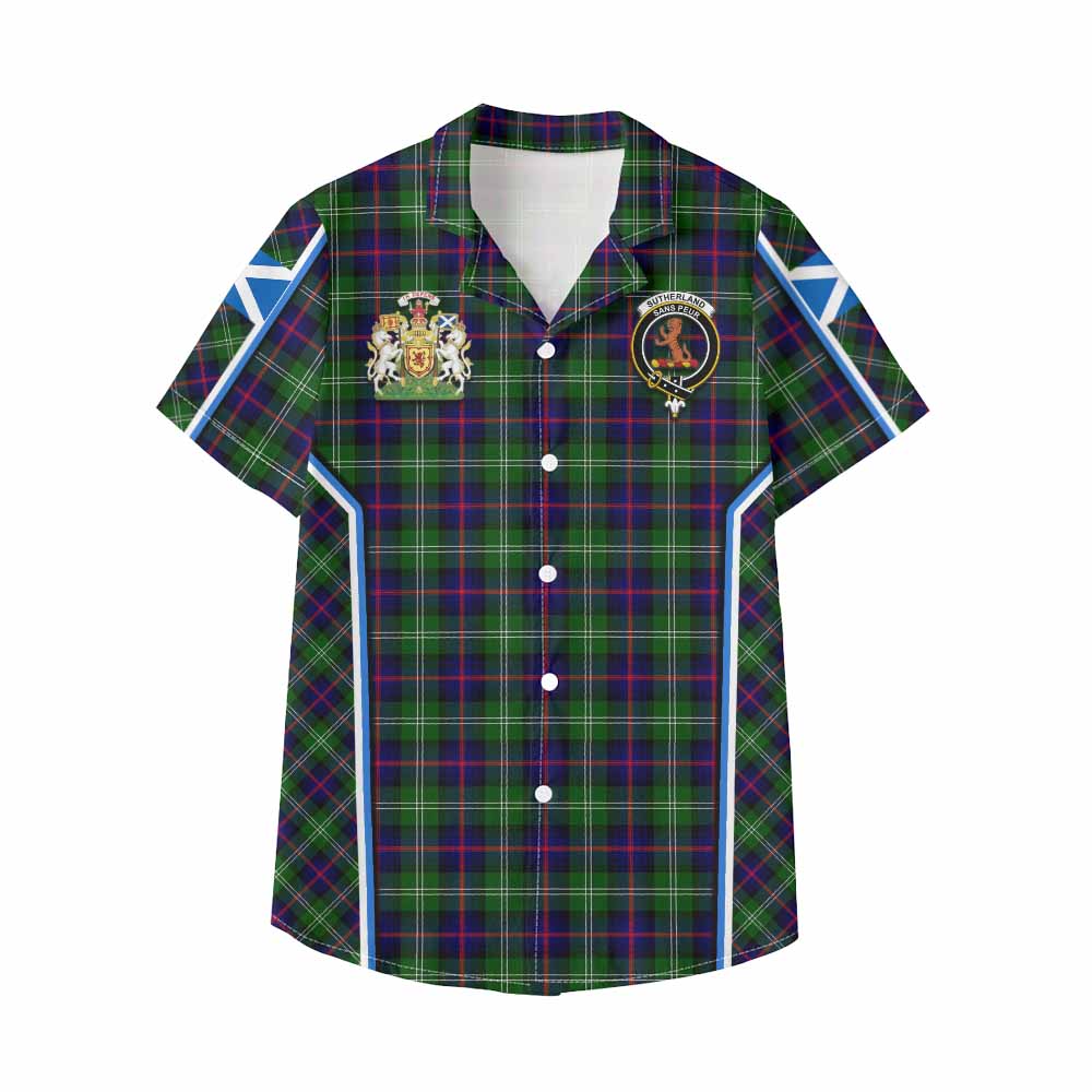 Sutherland Tartan Crest Kid Hawaiian Shirt Scotland Coat of Arm Flag Style - Tartan Vibes Clothing