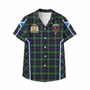 Sutherland Tartan Crest Kid Hawaiian Shirt Scotland Coat of Arm Flag Style - Tartan Vibes Clothing