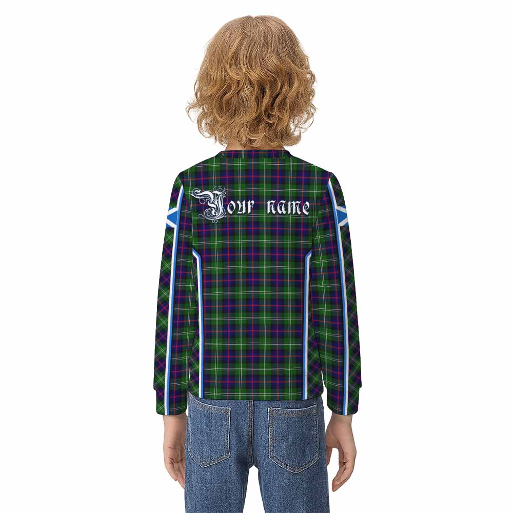 Sutherland Tartan Crest Kid Knitted Sweatshirt Scotland Coat of Arm Flag Style - Tartan Vibes Clothing