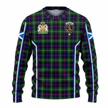 Sutherland Tartan Crest Knitted Sweater Scotland Coat of Arm Flag Style
