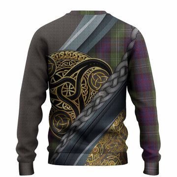 Sutherland Tartan Crest Knitted Sweater Scottish Triskele Celtic
