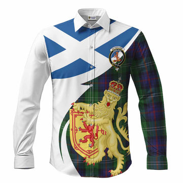 Sutherland Tartan Crest Lion Rampant Long Sleeve Button Shirts Classic Scottish Style Men's Shirt S - Tartan Vibes Clothing