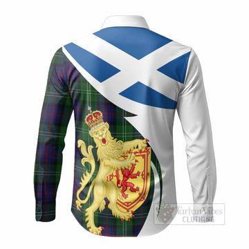 Sutherland Tartan Crest Lion Rampant Long Sleeve Button Shirts Classic Scottish Style - Tartan Vibes Clothing
