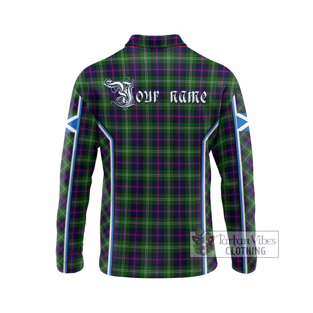 Sutherland Tartan Crest Long Sleeve Polo Shirt Scotland Coat of Arm Flag Style - Tartan Vibes Clothing