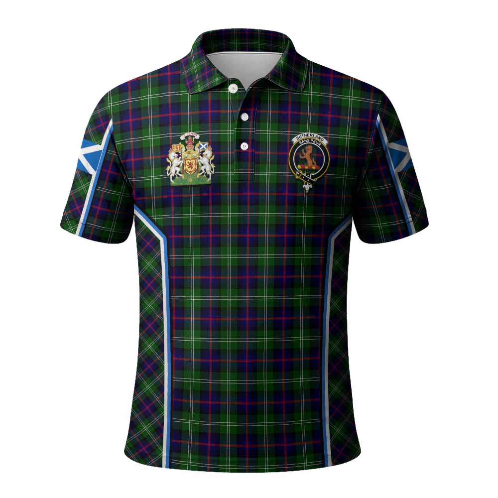 Sutherland Tartan Crest Polo Shirt Scotland Coat of Arm Flag Style - Tartan Vibes Clothing