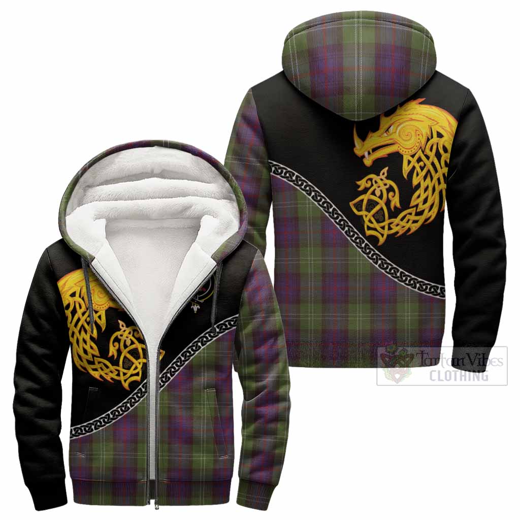 Sutherland Tartan Crest Sherpa Hoodie Legendary Dragon Knot Half Style