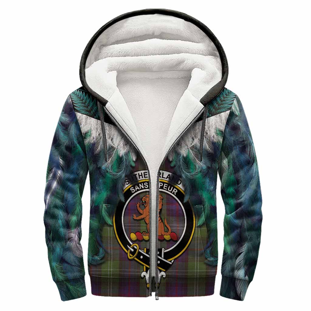 Sutherland Tartan Crest Sherpa Hoodie New Zealand Maori Korowai Cloak