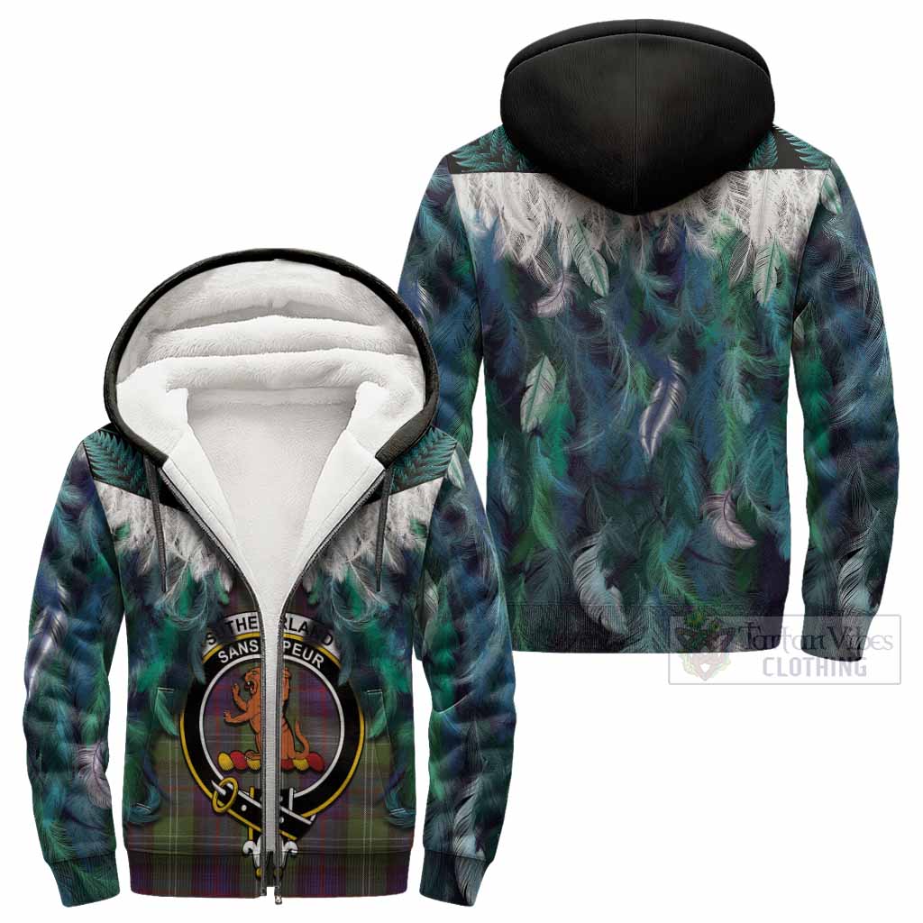 Sutherland Tartan Crest Sherpa Hoodie New Zealand Maori Korowai Cloak