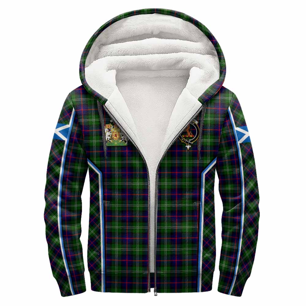Sutherland Tartan Crest Sherpa Hoodie Scotland Coat of Arm Flag Style - Tartan Vibes Clothing