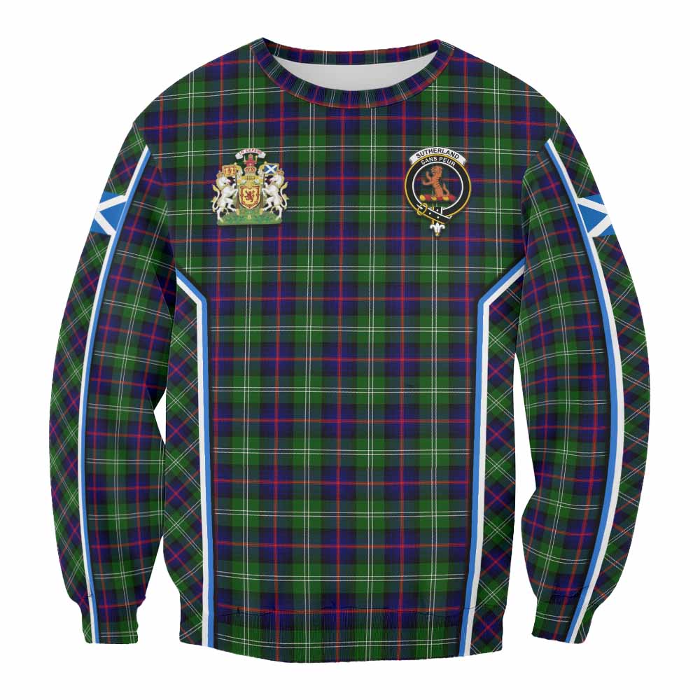 Sutherland Tartan Crest Sweatshirt Scotland Coat of Arm Flag Style - Tartan Vibes Clothing