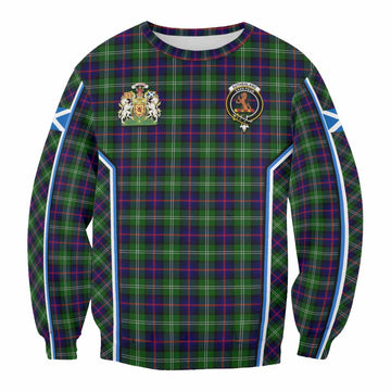 Sutherland Tartan Crest Sweatshirt Scotland Coat of Arm Flag Style