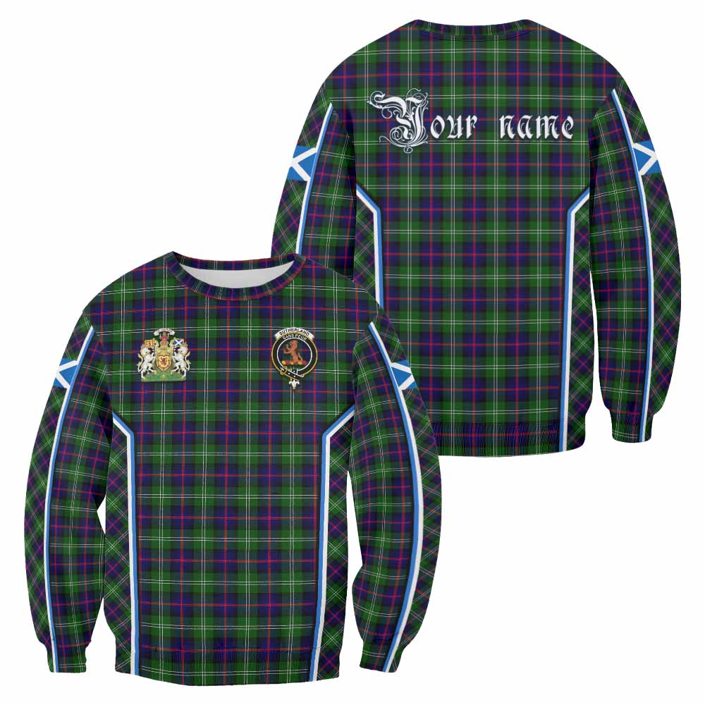 Sutherland Tartan Crest Sweatshirt Scotland Coat of Arm Flag Style - Tartan Vibes Clothing